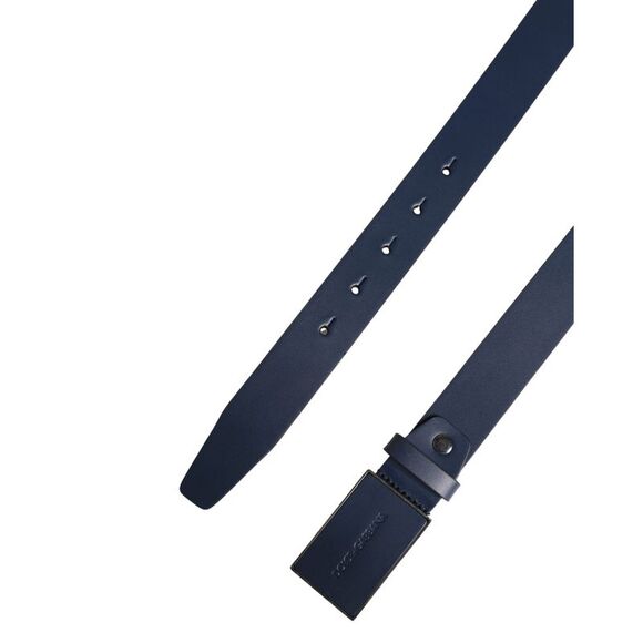 Dolce & Gabbana Men Blue Calf Leather Logo Metal Buckle Men\'s Belt (Pre-Owned)